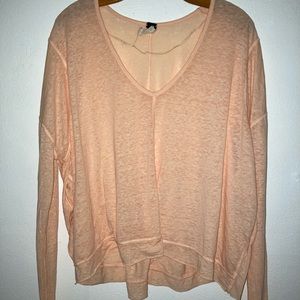 We The Free Peach Cropped Thin Long Sleeve Top